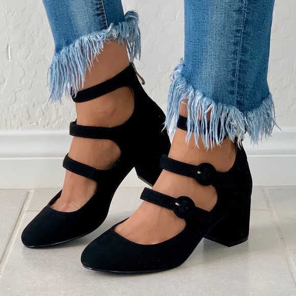 NIB Black Mercury Mary Jane Triple Buckle Pump - Picture 2 of 7